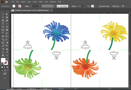 Dasies greeting card and posters in the making. kashima.is