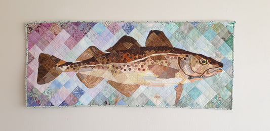 "My father's Cod" a quilt by Dröfn Teitsdóttir, 2021.