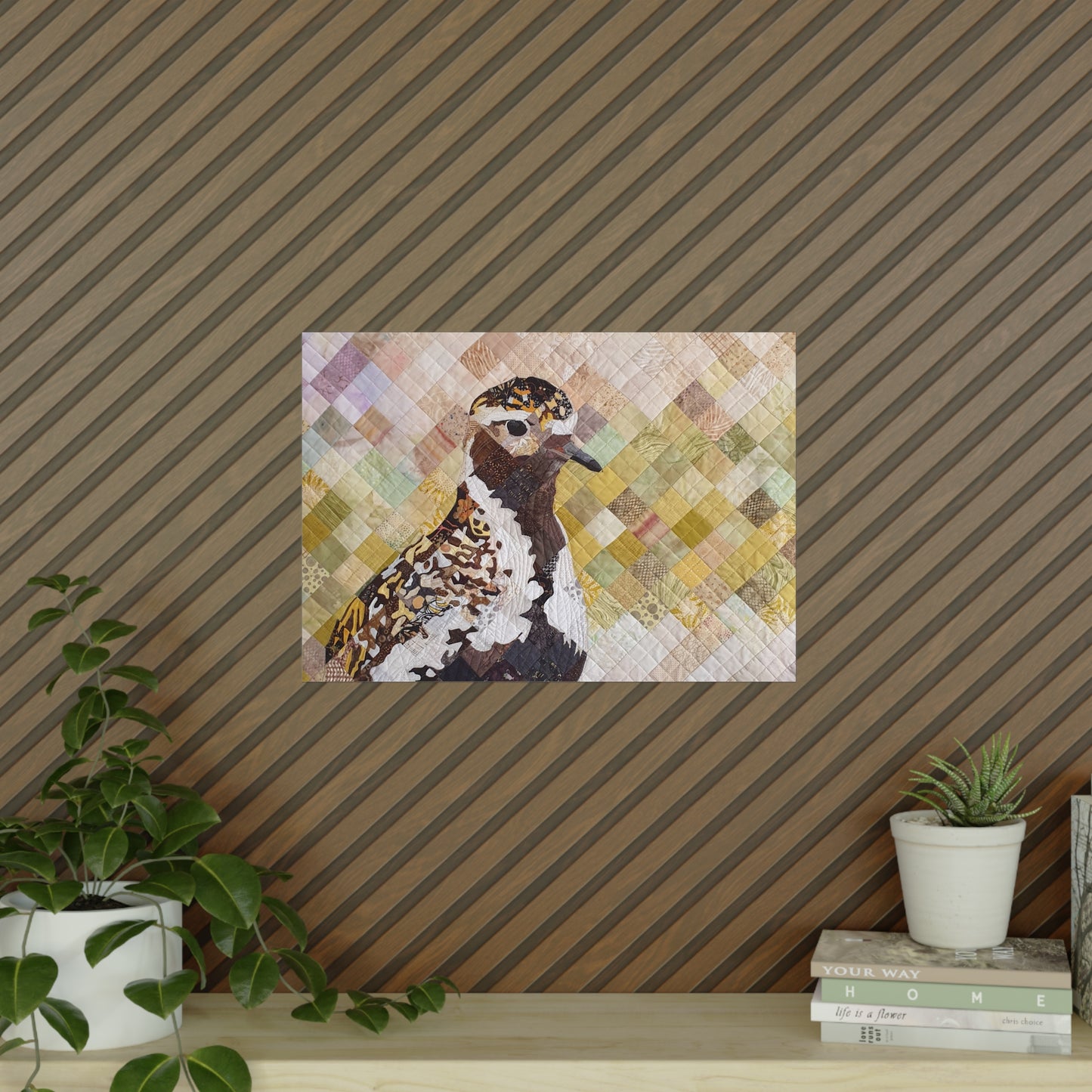 Poster - The Golden Plover has arrived, Quilt Art Design