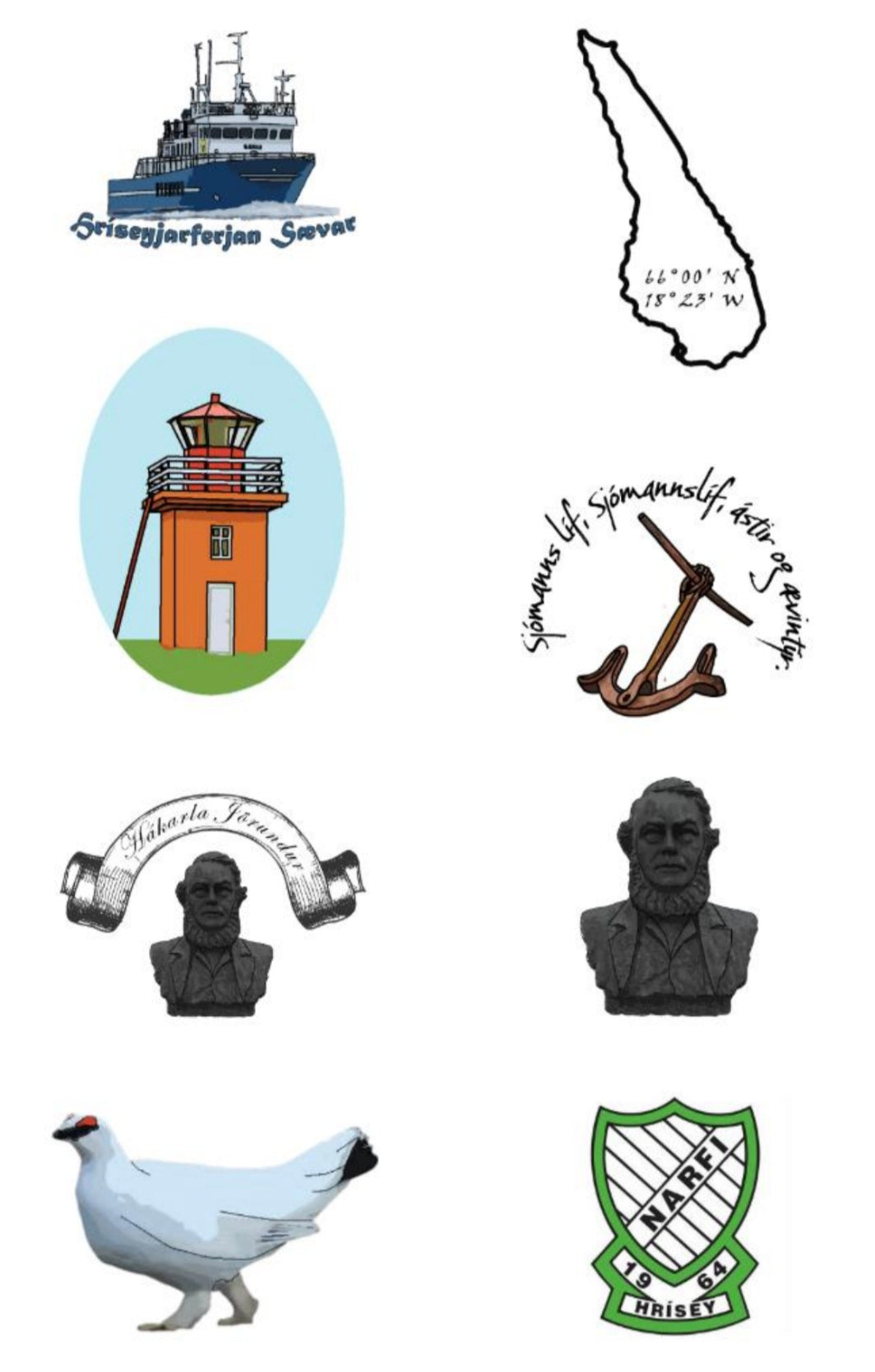 Hríseyjar tattú (8 stk)